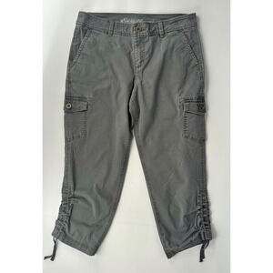 Eddie Bauer Pants Womens 6 Gray Ripstop Cargo Capri Crop Tech Hiking Outdoor
